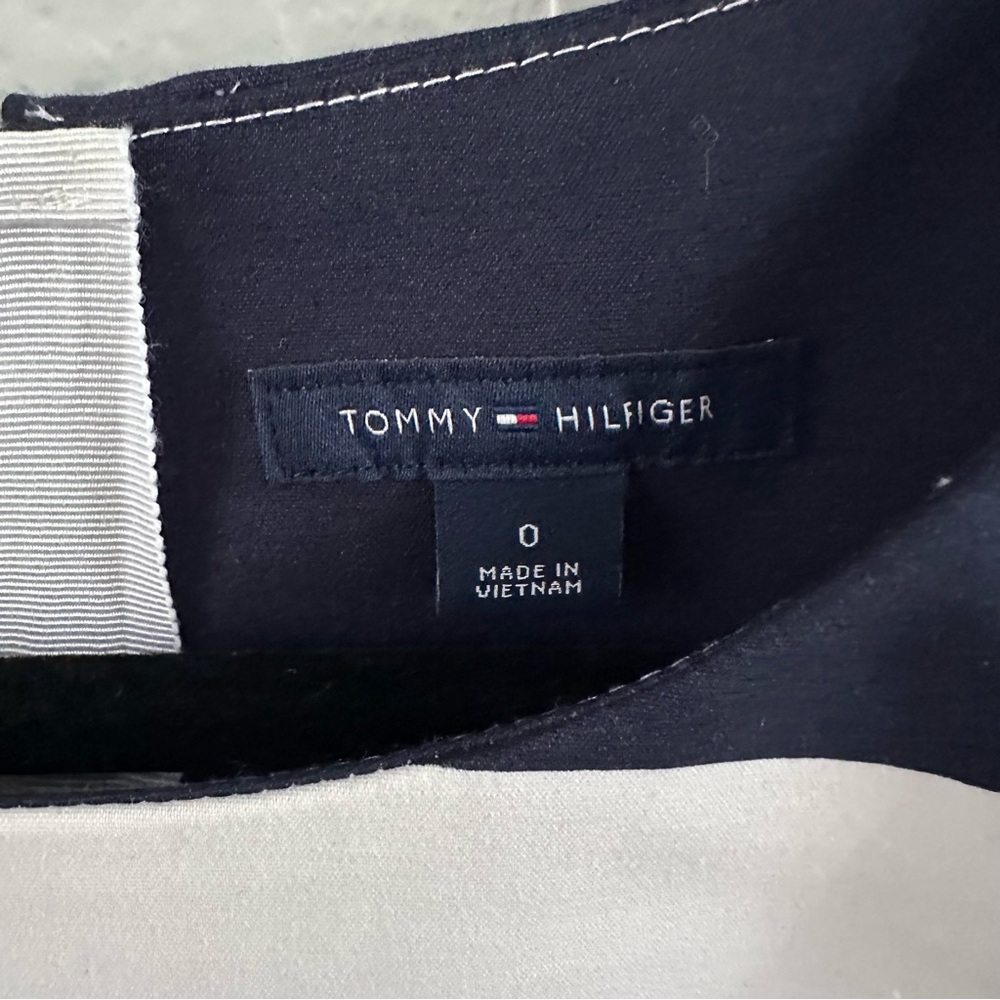 Tommy Hilfiger Navy White Striped Boat Neck Sheath Dress Belted Size 0 Nautica - Picture 6 of 11